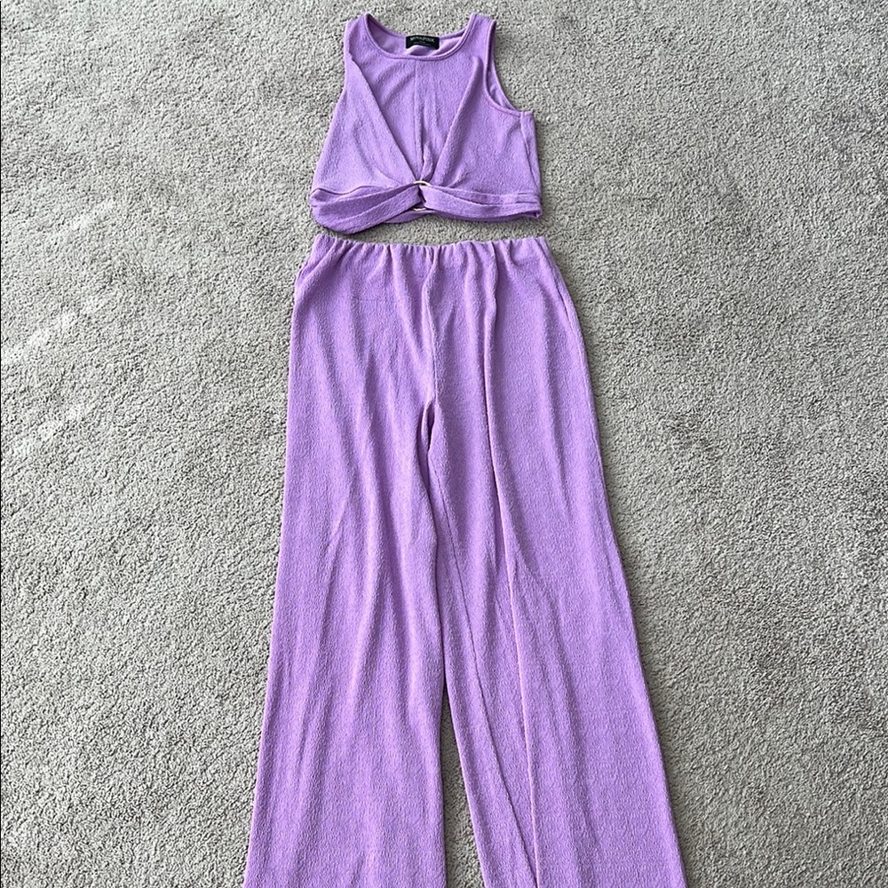 Mink Pink Purple Crop Top and Pants Set Size Medium